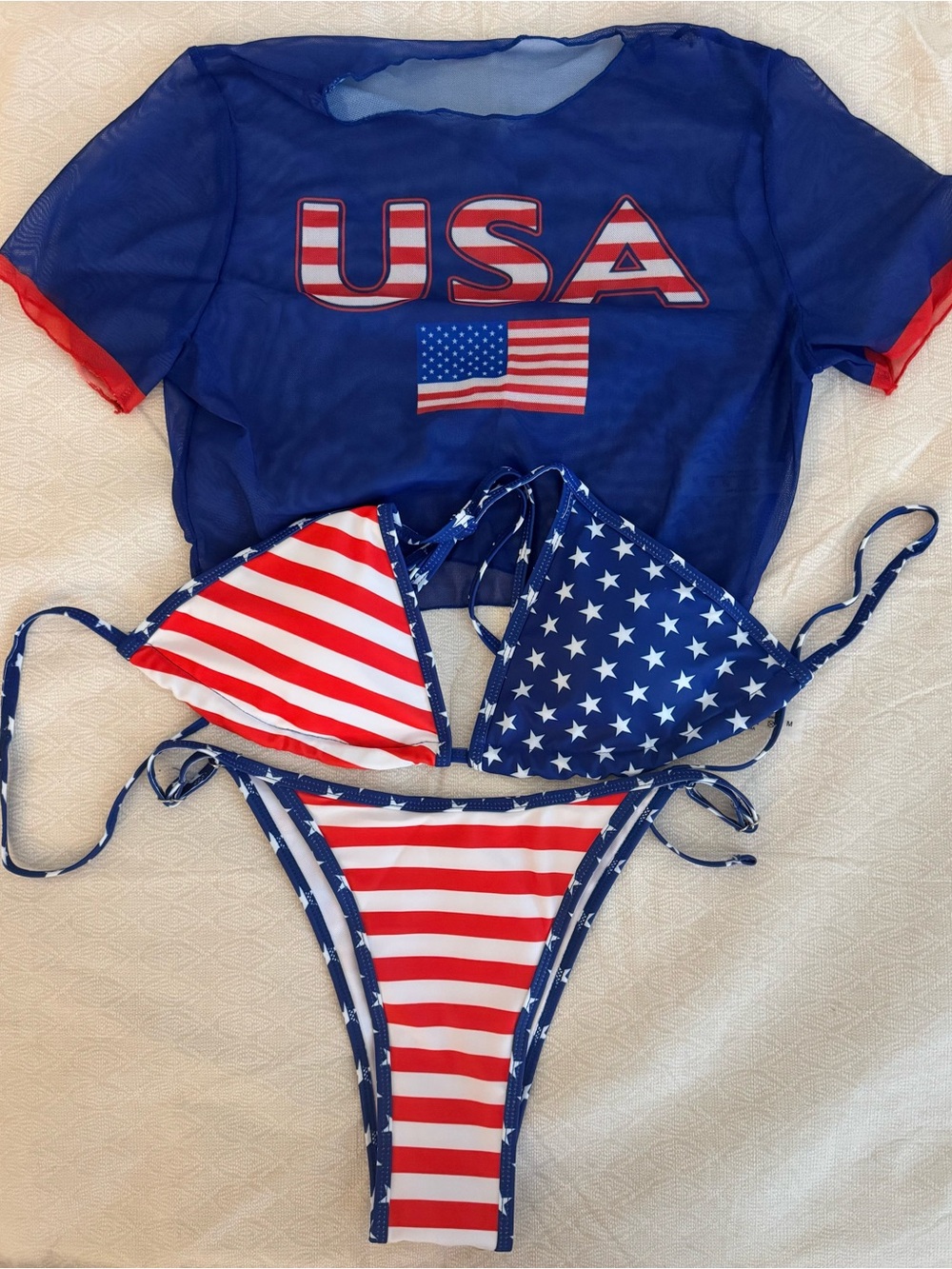 USA Flag Women Swim Set - Red, White & Blue